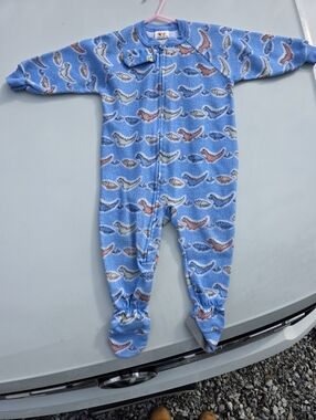 Carter's Blue Whale Print Fleece Footed One-Piece